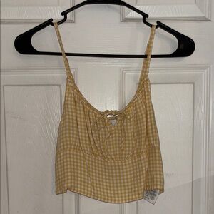 Hollister Yellow and White Tie Front Crop Camisole